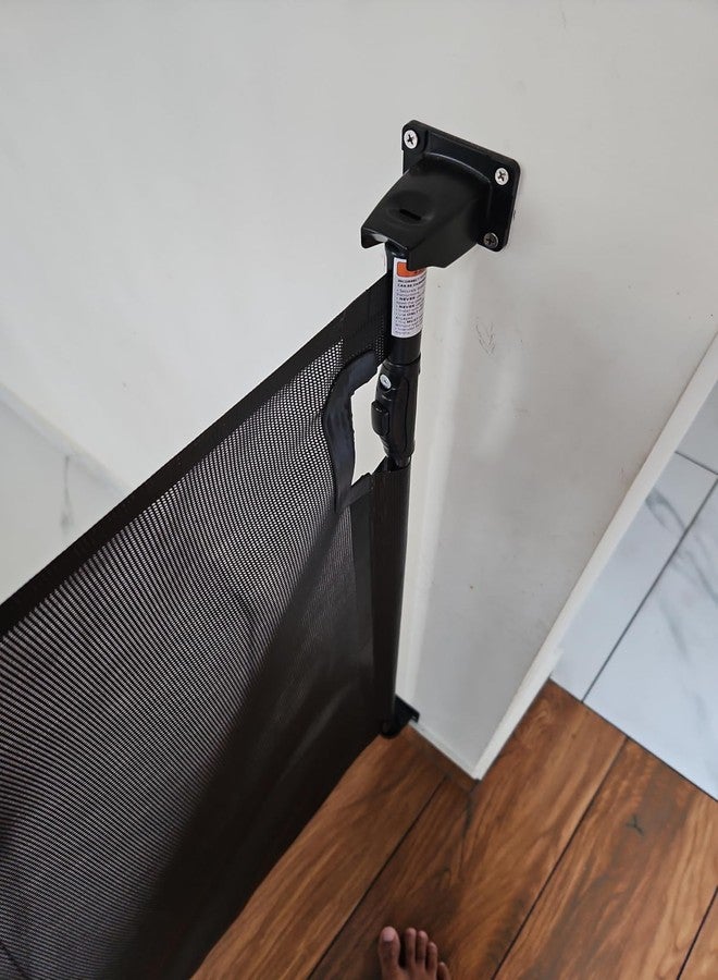 SHREVI Child Gate,Pet Safety Gate,Baby Safety Gate Retractable Mesh for Stairs, Doors, Kitchen, Main Gate 140 cm Wide Adjustment & Easy to Fold (Black) - Image 3